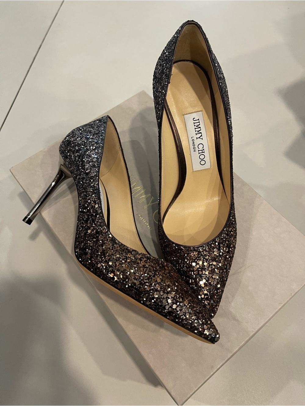 Jimmy Choo glitter romy high heel